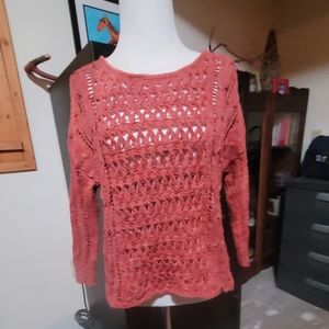 Orange crochet American Eagle sweater